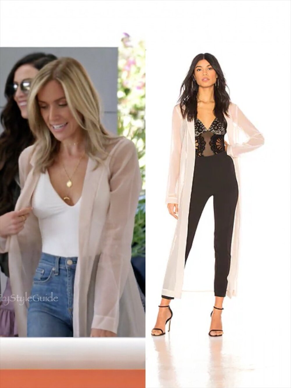 Chrissy Teigen x Revolve Muse Sheer Duster in White Sand - Picture 2 of 8